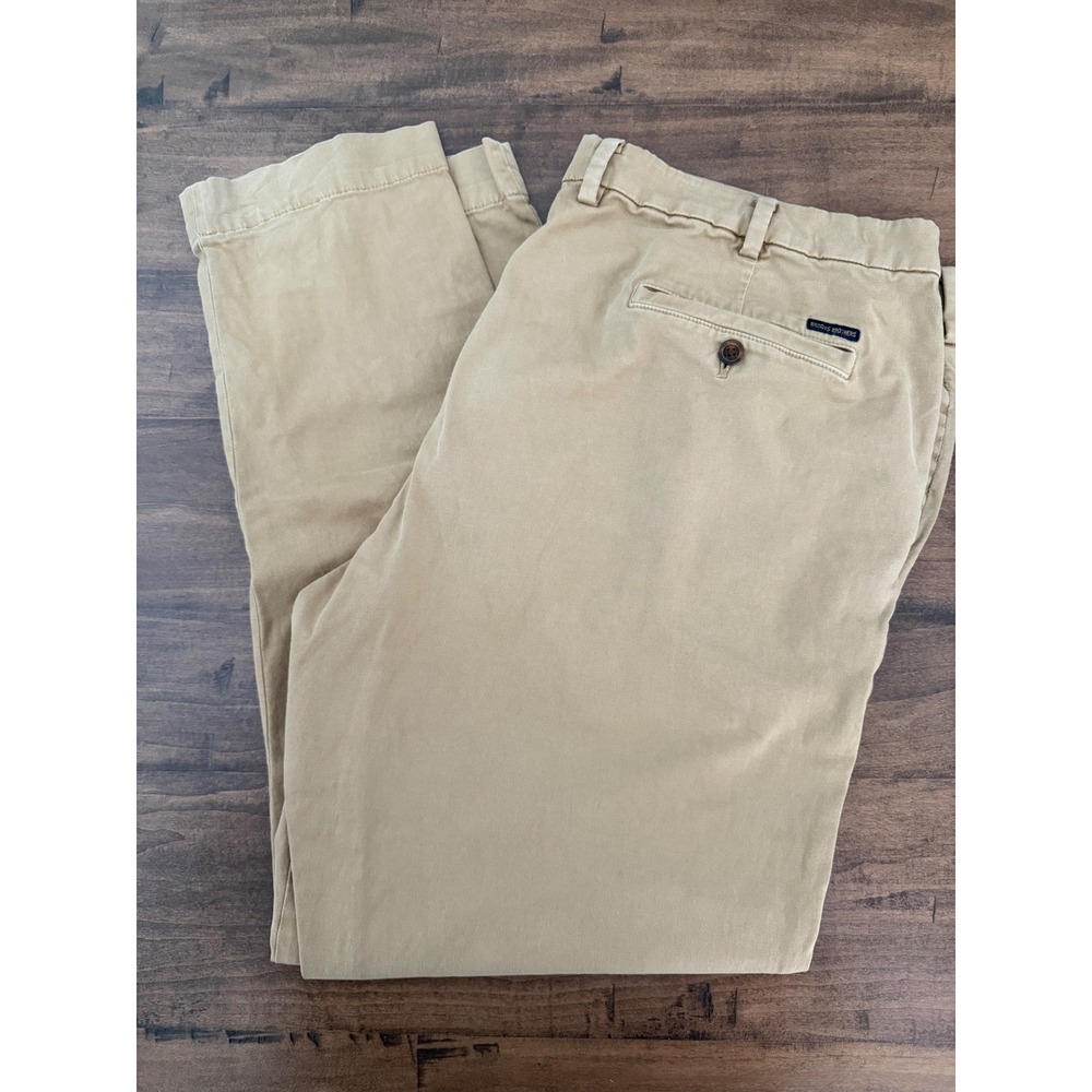 Brooks Brothers Traditional Fit Khaki Chino Pants Mens 42x32 Tan Cotton Stretch